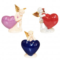 Trois cœurs or/brillants/mates portés par de magnifiques petits anges