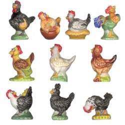 Jolies poulettes - Série de 10 fèves brillantes - Année 2010