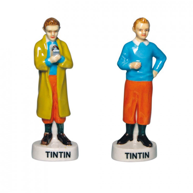 Miniatures du célèbre personnage de Tintin en porcelaine peinte à la main