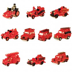 Camions de pompiers rétros II - Série complète de 10 fèves or, brillantes - Année 2012