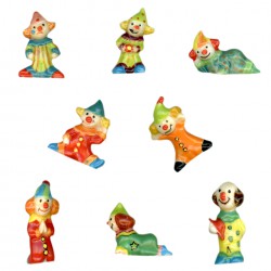 Petits clowns - Série complète de 8 fèves brillantes pour collection