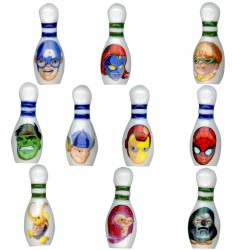 Marvel squad bowling - Série complète de 10 fèves Brillantes - Année 2011