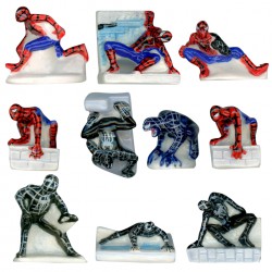 Spiderman des Marvel - Série complète de 10 fèves platine, Brillantes - Année 2010