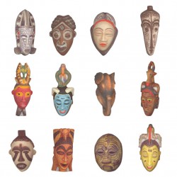Masques tribals africains - Série complète de 12 fèves mates - Année 2008
